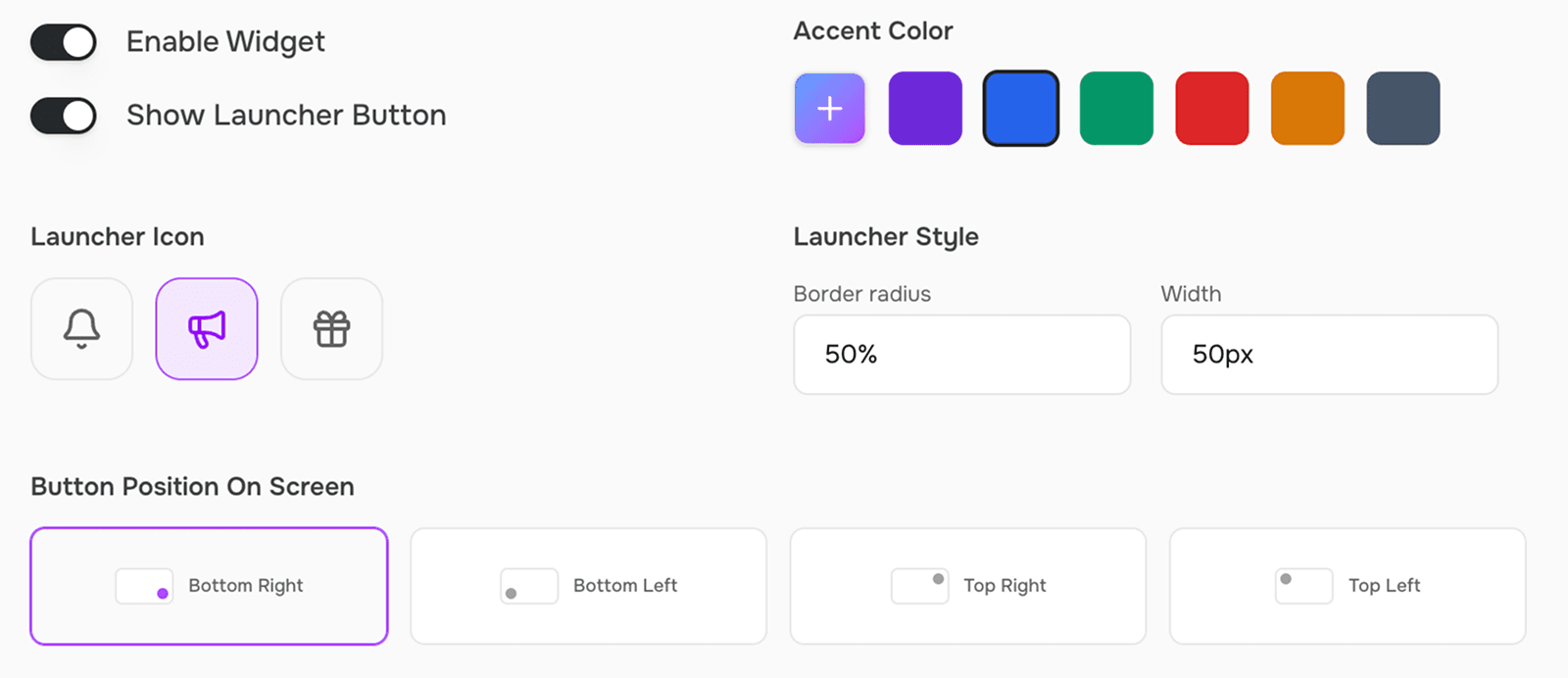 Brand customization settings panel
